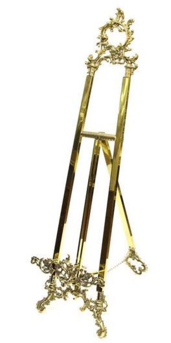 画像1: イタリア製 輸入家具 イーゼル スタンド メニュースタンド 真鍮 ブラス ロココ バロック クラシック アンティーク風 H142cm C3-1030 送料無料 直輸入 リビングスタジオ (1)