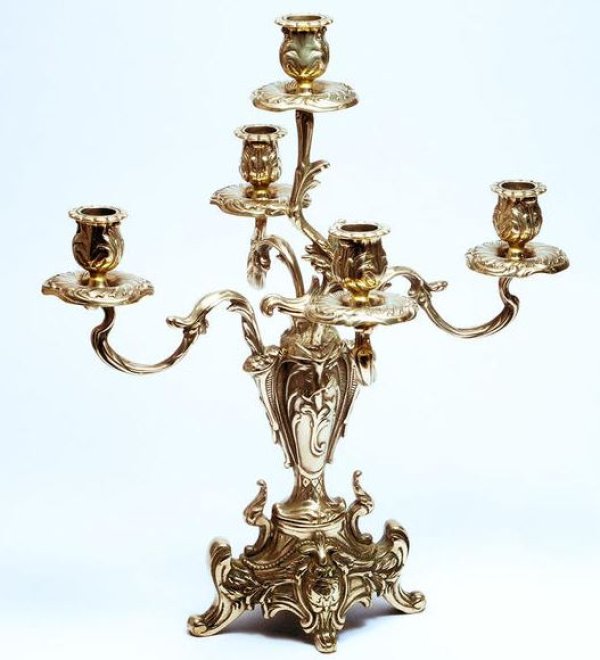 イタリア製 輸入雑貨 真鍮 ブラス キャンドルスタンド 5灯 燭台 置物 