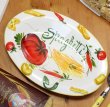 画像1: イタリア製 輸入雑貨 皿 深皿 プレート オーバル だ円 陶器 パスタ スパゲッティ マカロニ ラビオリ トマト バッサーノ リビングスタジオ 直輸入 BRE-1435-28TOV (1)