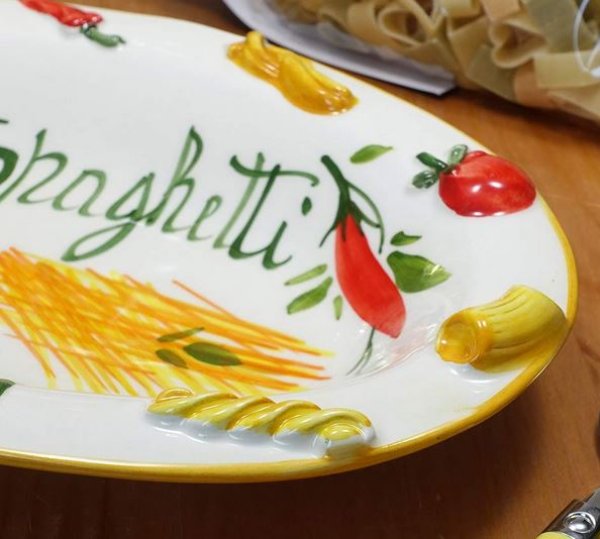 画像3: イタリア製 輸入雑貨 皿 深皿 プレート オーバル だ円 陶器 パスタ スパゲッティ マカロニ ラビオリ トマト バッサーノ リビングスタジオ 直輸入 BRE-1435-28TOV (3)