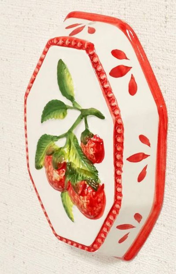 イタリア製 輸入雑貨 壁飾り イチゴ ストロベリー フルーツ 陶器