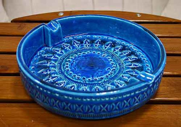 イタリア製 輸入雑貨 陶器 灰皿 20.5cm トレー ブルー Bitossi ...