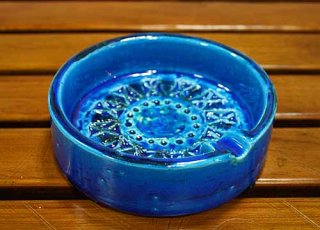 イタリア製 輸入雑貨 陶器 灰皿 22×18cm トレー ブルー Bitossi 
