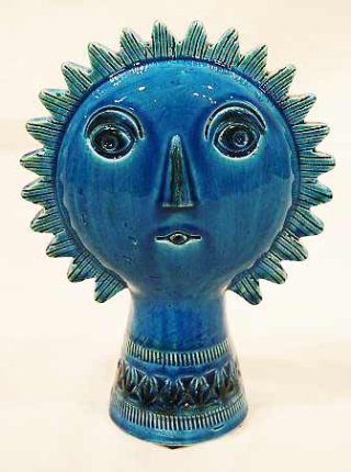 イタリア製 輸入雑貨 陶器 花瓶 フラワーベース 置物 オブジェ ブルー 