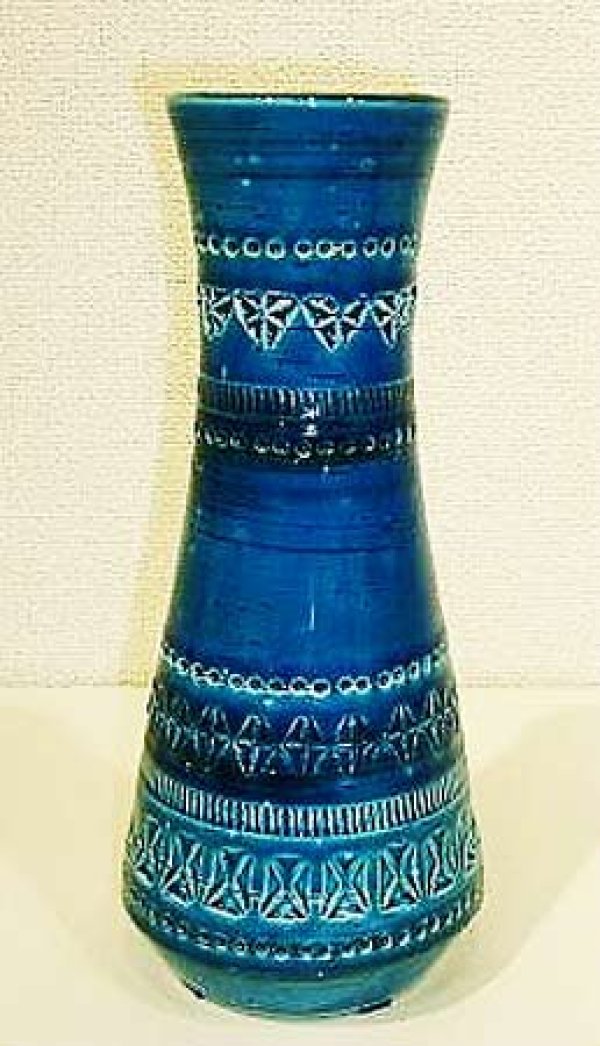 イタリア製 輸入雑貨 陶器 花瓶 フラワーベース 置物 オブジェ ブルー ...