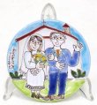 画像1: イタリア製 輸入雑貨 シチリア 陶器 絵皿 壁飾り 壁掛け 手描き  ウェディング 結婚式 花嫁 デシモーネ デシモネ desimone ハンドペイント 2404SP 12cm (1)