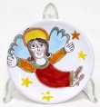 画像1: イタリア製 輸入雑貨 シチリア 陶器 絵皿 壁飾り 壁掛け 手描き 天使 エンジェル エンゼル デシモーネ デシモネ desimone ハンドペイント 2404an 12cm (1)
