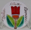 画像1: イタリア製 輸入雑貨 シチリア 陶器 絵皿 壁飾り 壁掛け 手描き フラワー 花柄 チューリップ デシモーネ デシモネ desimone ハンドペイント 2404fr 12cm (1)