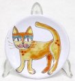 画像1: イタリア製 輸入雑貨 シチリア 陶器 絵皿 壁飾り 壁掛け 手描き ネコ ねこ 猫 デシモーネ デシモネ desimone ハンドペイント 2404ga 12cm (1)