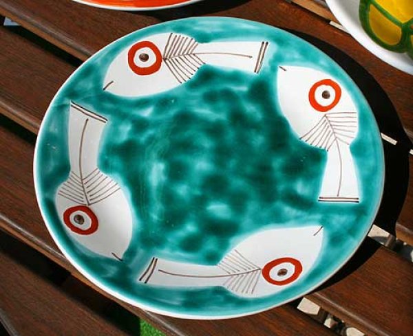 イタリア製 輸入雑貨 シチリア 陶器 絵皿 壁飾り 壁掛け 手描き 魚 ブルー ターコイズ デシモーネ デシモネ desimone ハンドペイント  537IT 017-des537it-plate