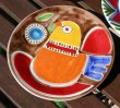 画像1: イタリア製 輸入雑貨 シチリア 陶器 絵皿 壁飾り 壁掛け 手描き 鳥 小鳥 ハト レッド カラフル デシモーネ デシモネ desimone ハンドペイント 537PS (1)