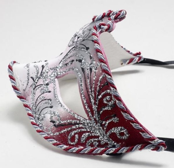 画像3: イタリア製 輸入雑貨 ベネチアンマスク ハーフ アイマスク 赤 レッド シルバー マスカレード 仮面 BCE-31R-S ラグーナ社 直輸入 リビングスタジオ 送料無料 (3)