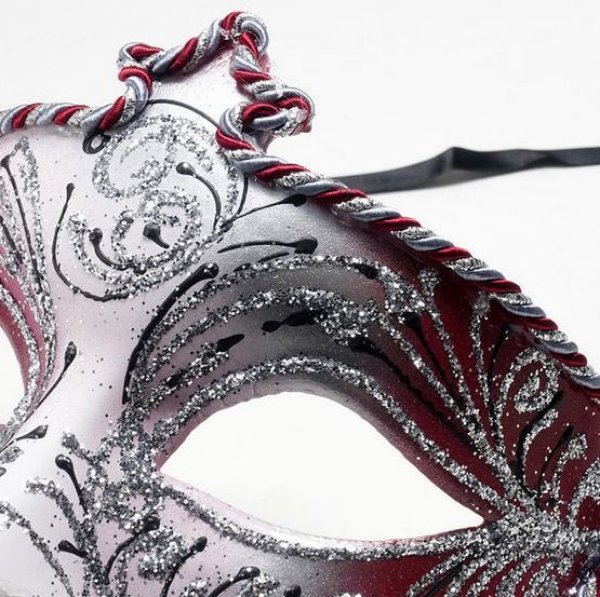 画像4: イタリア製 輸入雑貨 ベネチアンマスク ハーフ アイマスク 赤 レッド シルバー マスカレード 仮面 BCE-31R-S ラグーナ社 直輸入 リビングスタジオ 送料無料 (4)