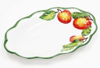 イタリア製 輸入雑貨 ディナープレート 皿 トマト モッツェレラチーズ バジル パスタ 盛皿 楕円 バッサーノ P2-5630MP 直輸入  リビングスタジオ 015-P2-5630MP