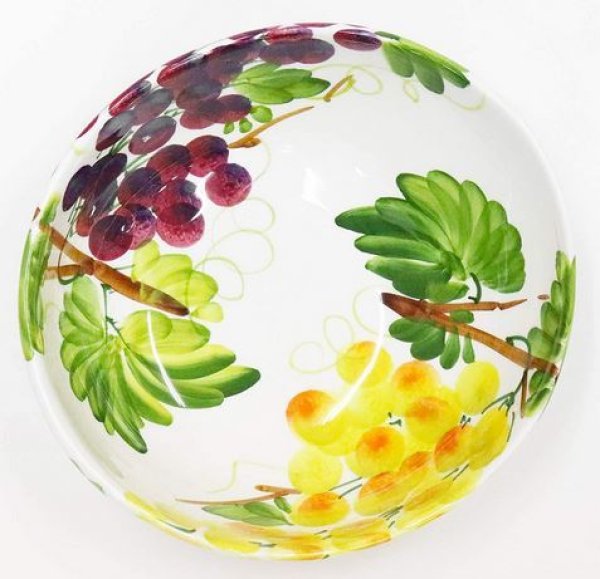 画像2: イタリア製 輸入雑貨 深皿 ボウル ブドウ プレート サラダ パスタ バッサーノ ハンドペイント 姫系 P2-76820U 直輸入 リビングスタジオ (2)