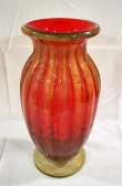 イタリア製 輸入雑貨 ベネチアンガラス 花瓶 フラワーベース H32cm 赤 ...