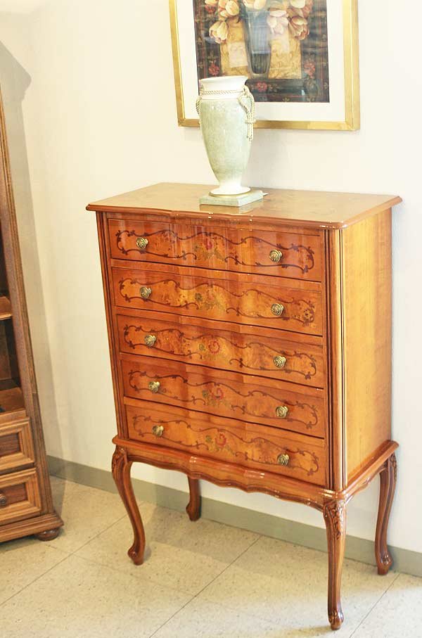 画像18: 【謝恩セール特価】イタリア製 輸入家具 チェスト 5段 ネコ脚 象嵌 クラシック アンティーク 240IN 送料無料 直輸入 リビングスタジオ (18)