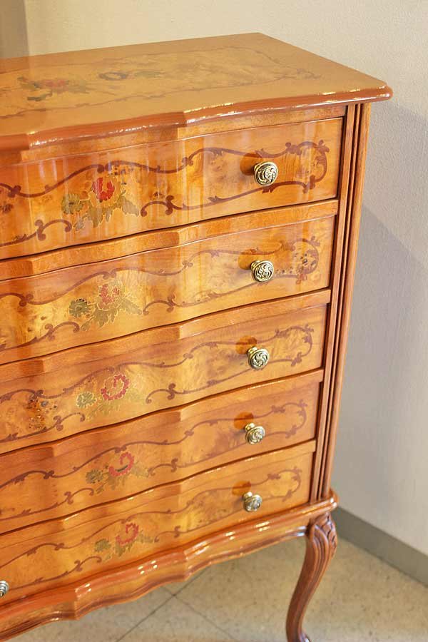 画像6: 【謝恩セール特価】イタリア製 輸入家具 チェスト 5段 ネコ脚 象嵌 クラシック アンティーク 240IN 送料無料 直輸入 リビングスタジオ (6)