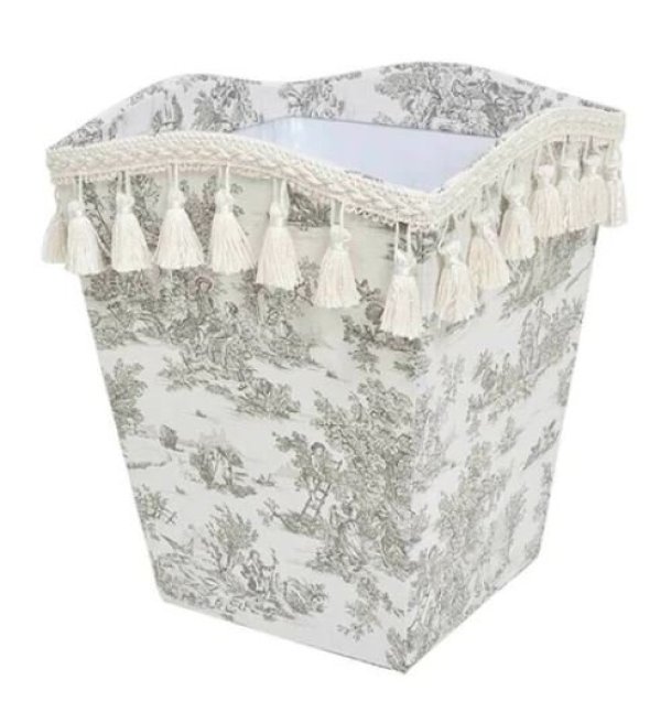 画像1: 輸入雑貨 ダストボックス ジェニファーテイラー トワルドジュイ Toile de Jouy リビングスタジオ Jennifer Taylor ゴミ箱 33149DB 送料無料 (1)