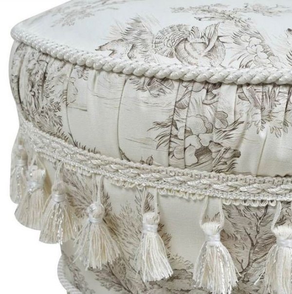 画像4: 輸入家具 スツール 円形 トワルドジュイ Toile de Jouy ジェニファーテイラー Jennifer Taylor リビングスタジオ 直輸入 姫系 33164ST 送料無料 (4)