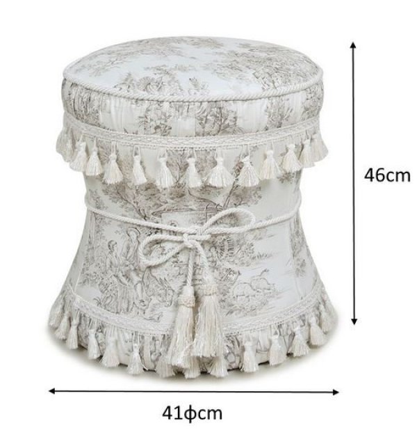 画像2: 輸入家具 スツール 円形 トワルドジュイ Toile de Jouy ジェニファーテイラー Jennifer Taylor リビングスタジオ 直輸入 姫系 33164ST 送料無料 (2)