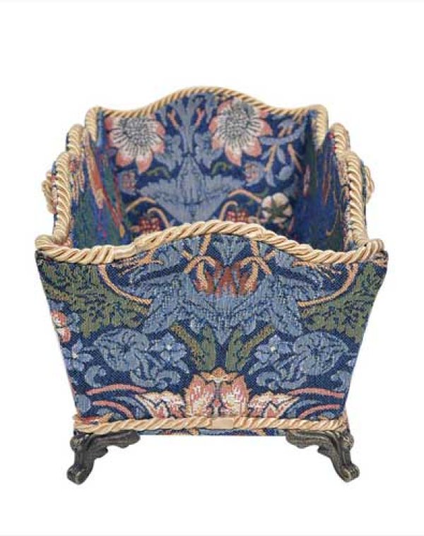 画像5: 輸入雑貨 小物入れ 脚付き ジェニファーテイラー Jennifer Taylor ウィリアムモリス イチゴ泥棒 リモコン入れ バスケット 姫系 33104BX リビングスタジオ (5)