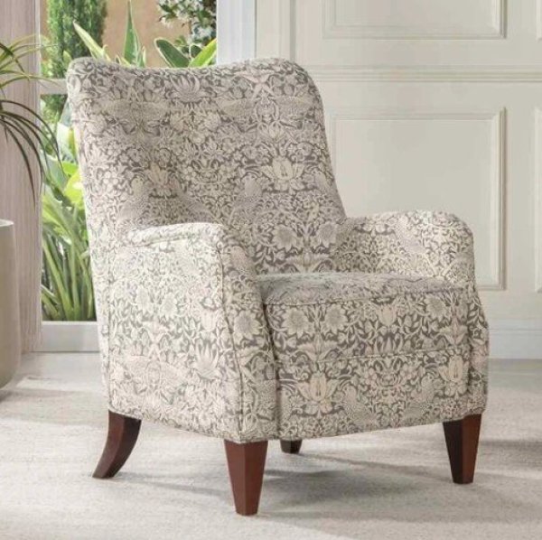 画像1: 輸入家具 シングルソファ アームチェア いちご泥棒 イチゴ泥棒 グレー ジェニファーテイラー Jennifer Taylor リビングスタジオ サロン 33206AC 送料無料 (1)