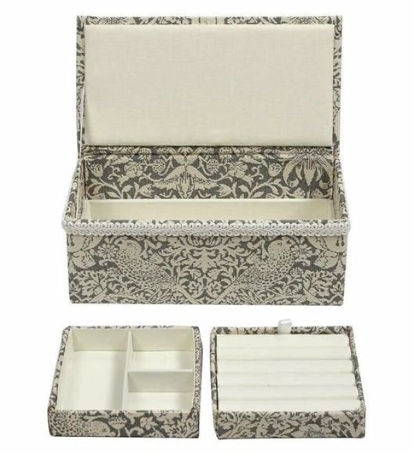 画像2: 輸入雑貨 ジュエリーボックス 宝石箱 ジェニファーテイラー ウィリアムモリス イチゴ泥棒 グレー Jennifer taylor 33212JB 送料無料 (2)