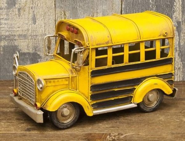 画像1: 輸入雑貨 置物 スクールバス ブリキ ミニカー School Bus アメリカ ビンテージ アンティーク風 0410A-7149 直輸入 リビングスタジオ (1)