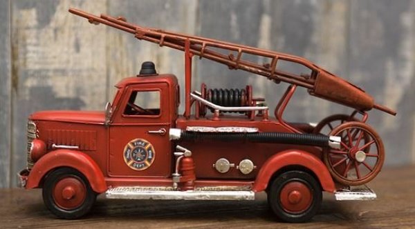 輸入雑貨 置物 消防車 ブリキ ミニカー Fire Dept フォード はしご車 