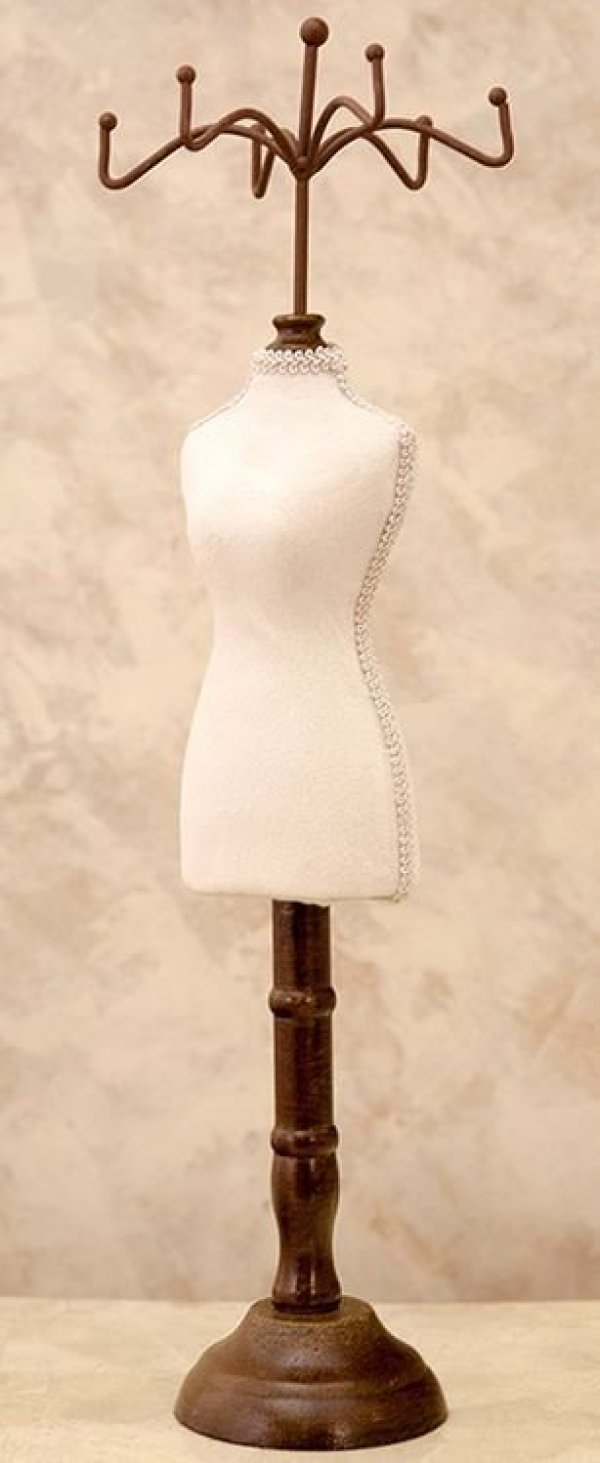 画像2: 輸入雑貨 アクセサリーハンガー トルソー アイボリー オブジェ アンティーク風 シャビーシック 姫系 CDT280-IV 直輸入 リビングスタジオ (2)