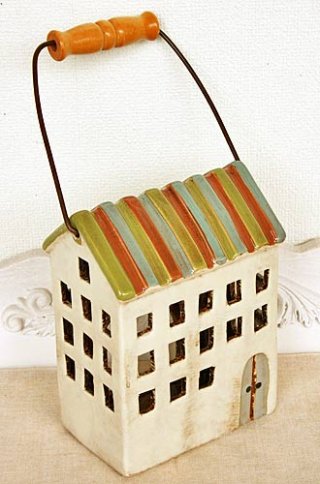 輸入雑貨 キャンドルハウス カンテラハウス 陶器 置物 オブジェ 輸入雑貨 キャンドルハウス カンテラハウス 陶器 置物 オブジェ