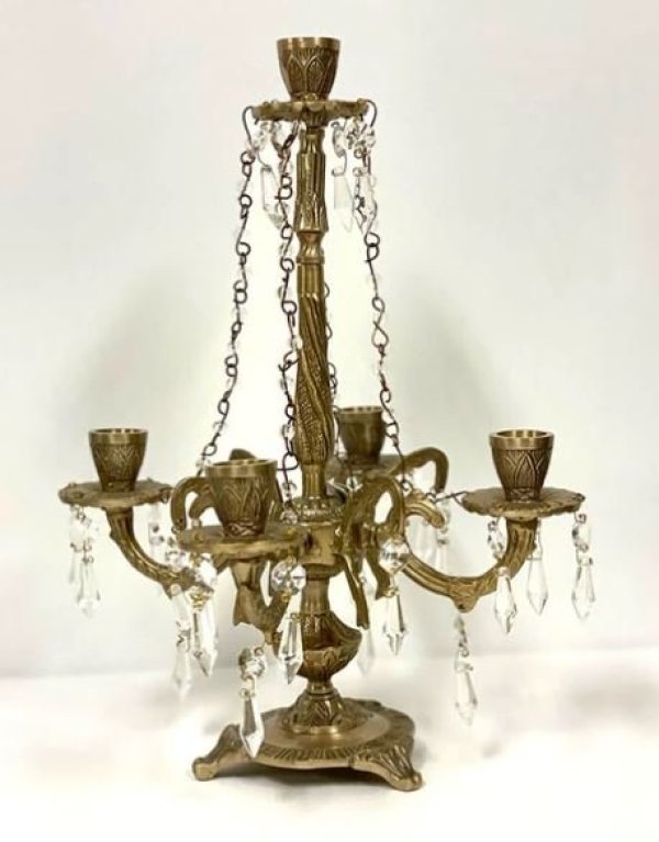 画像1: 輸入雑貨 キャンドルスタンド アンティーク風 クラシック 真鍮 イタリアン フレンチ シャビー 84320CS 送料無料 直輸入 リビングスタジオ (1)