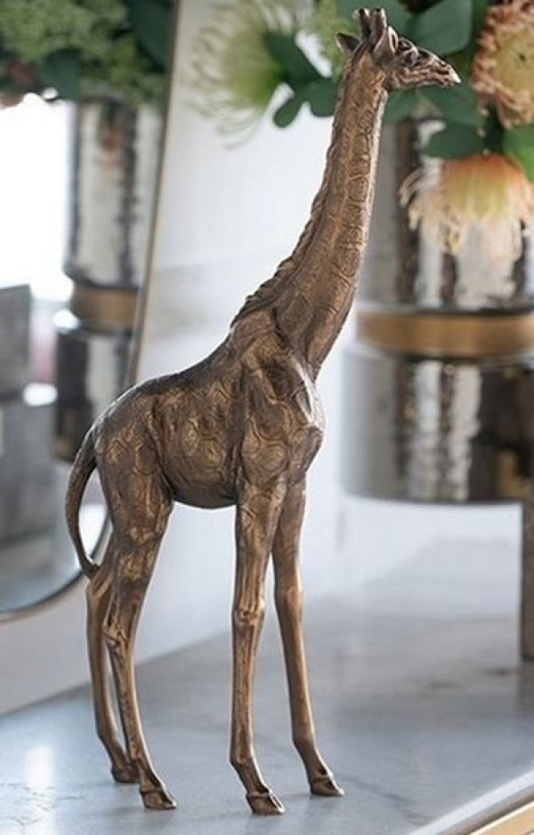 画像5: 輸入雑貨 置物 キリン 麒麟 ブロンズ風 オブジェ サファリ ヨーロピアン アンティーク風 シャビーシック 85302GR 直輸入 リビングスタジオ (5)
