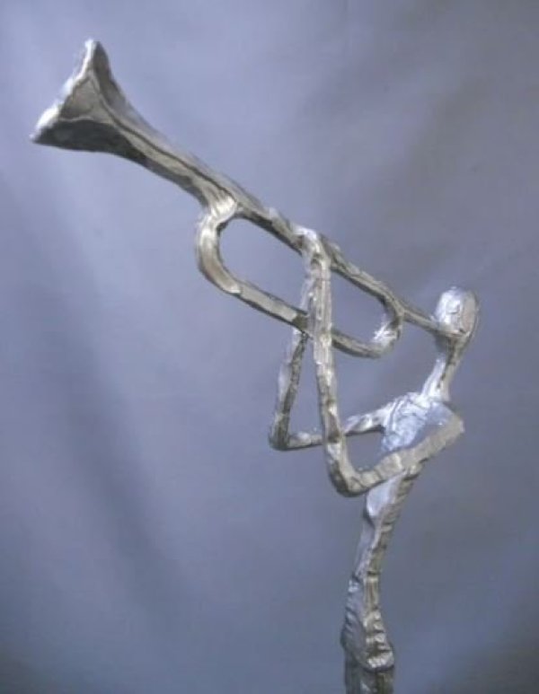 画像1: 輸入雑貨 オブジェ 置物 ミュージシャン トランペット ジャコメッティ風 モダン アーバン OR-40011 送料無料 直輸入 リビングスタジオ (1)