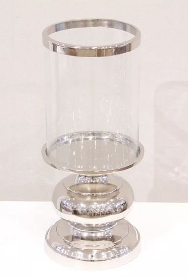 画像1: 輸入雑貨 キャンドルホルダー シルバー ガラス キャンドルスタンド クラシック アンティーク風 H38.5cm AC-004-S 送料無料 直輸入 リビングスタジオ (1)