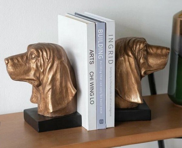 画像1: 輸入雑貨 ブックエンド イヌ ブロンズ風 犬 本立て アンティーク風 ヨーロピアン シャビー -cot- AN-5519 送料無料 直輸入 リビングスタジオ (1)
