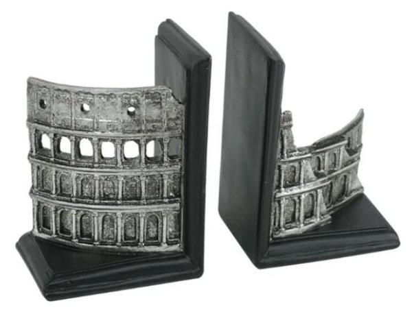 画像2: 輸入雑貨 ブックエンド 本立て コロッセオ ローマ オブジェ シルバー ブラック アンティーク風 モダン AN-72421 85572BE 直輸入 リビングスタジオ (2)