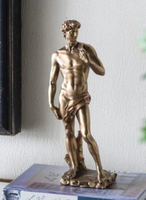 画像1: 輸入雑貨 ダビデ像 高さ35cm ミケランジェロ オブジェ 置物 ブロンズ調 ルネサンス ゴールド AN-78976 送料無料 直輸入 リビングスタジオ (1)