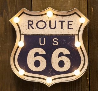 輸入雑貨 アメリカンクラシック LED Sign サイン ROUTE 66 Motorcycle 