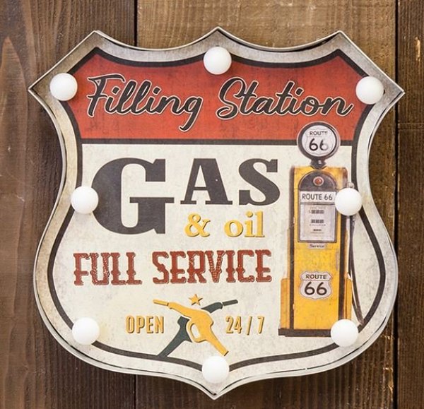 輸入雑貨 アメリカンクラシック LED Sign サイン GAS STATION ガソリン 