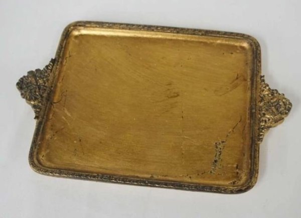 画像1: 輸入雑貨 トレー 小物入れ ゴールド ロココ クラシック アンティーク風 シャビーシック イタリアン 77112TY 直輸入 リビングスタジオ (1)