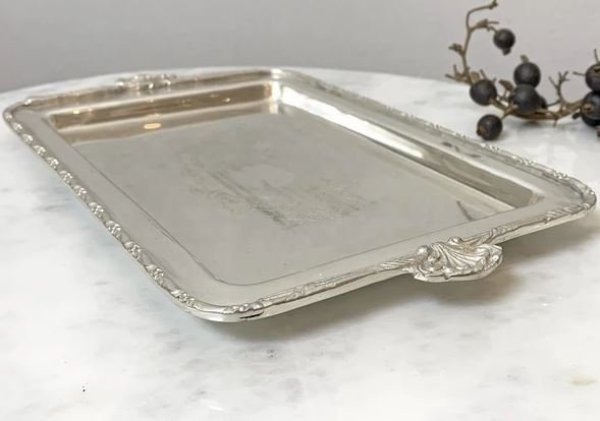画像2: 輸入雑貨 トレー シルバー アンティーク風  ディスプレイ フレンチ イタリアン クラシック シャビーシック 84315TY 直輸入 リビングスタジオ (2)
