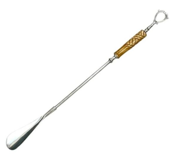 画像1: 輸入雑貨 靴べら シューホーン シルバー 真鍮 ヨーロピアン クラシック アンティーク風 84317SH-SV 送料無料 直輸入 リビングスタジオ (1)