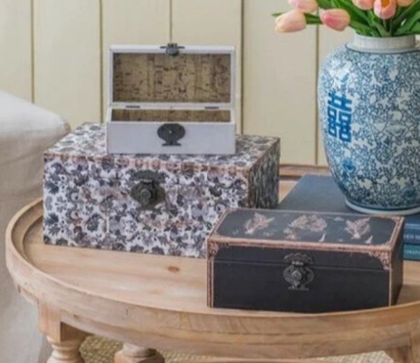 画像2: 輸入雑貨 ボックス 3点セット 小物入れ シャビーシック アンティーク風 収納 宝石箱 ジュエリー AN-44564 送料無料 直輸入 リビングスタジオ (2)