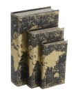 画像1: 輸入雑貨 ブックボックス 3点セット 小物入れ 世界地図 アンティーク風 ビンテージ シャビー -cot- AN-86832 送料無料 直輸入 リビングスタジオ (1)