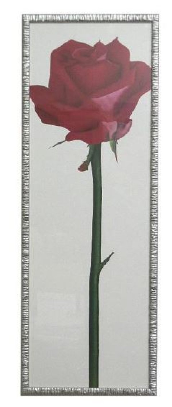 イタリア製 輸入雑貨 額絵 ローズ シルバー バラ 赤 レッド アート