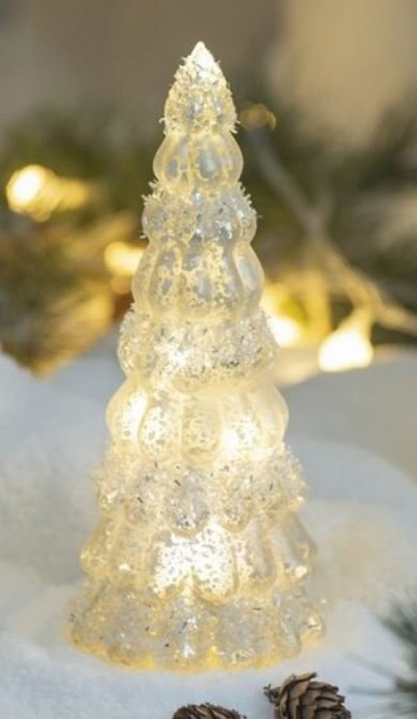 画像1: クリスマス 輸入雑貨 コーンツリー ガラス LED 置物 オブジェ オーナメント Christmas 85418GT 直輸入 リビングスタジオ (1)