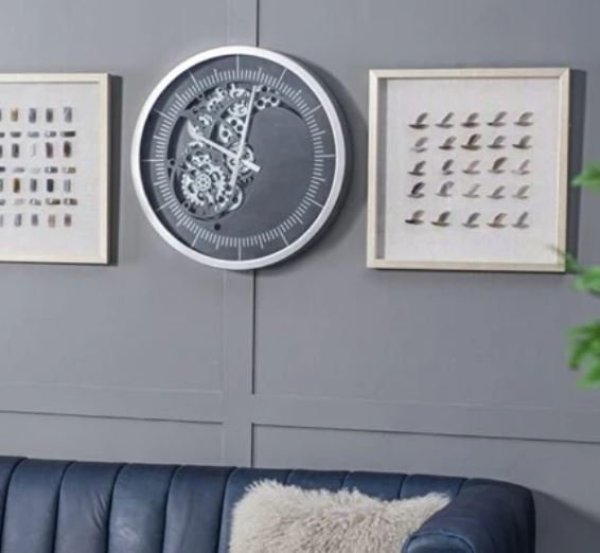 画像5: 輸入雑貨 時計 歯車 モダン クラシック 壁掛け時計 シルバー エレガント アンティーク風 85566WC 送料無料 直輸入 リビングスタジオ (5)