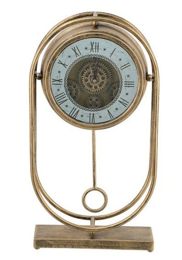 画像5: 輸入雑貨 置時計 ゴールド アンティーク風 ビンテージ風  イタリアン 振り子 歯車 シャビーシック -cot- AN-86842 送料無料 直輸入 リビングスタジオ (5)